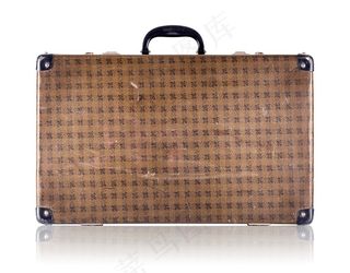 带有花纹的棕黄色手提箱