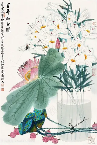 薛亮水墨风景画水彩莲花唯美装饰画国画图片