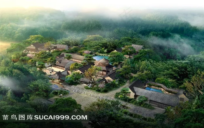 未来中国古式建筑3D效果图