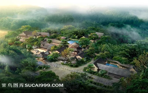 未来中国古式建筑3D效果图