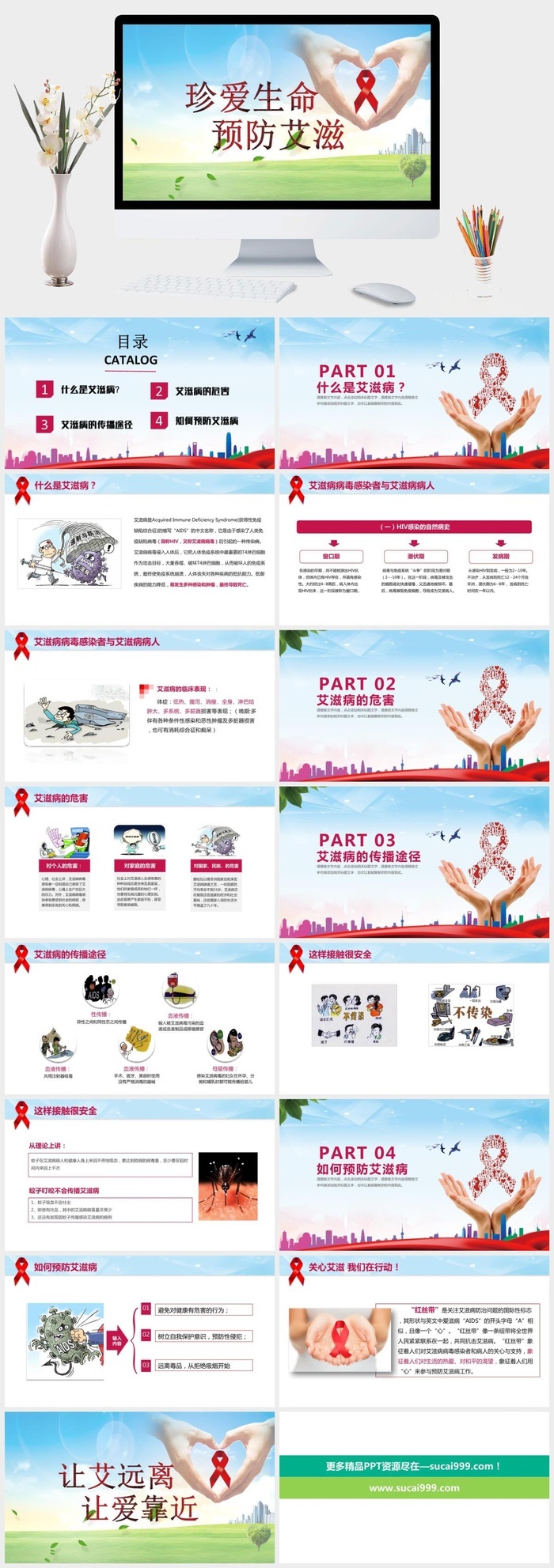 预防艾滋病医疗健康PPT模板 