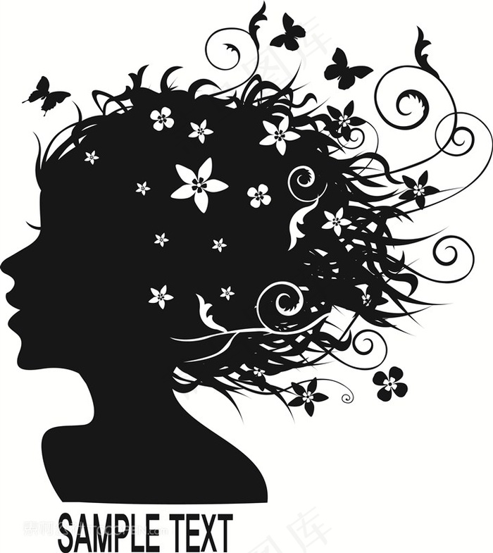 手绘简约美女艺术插画