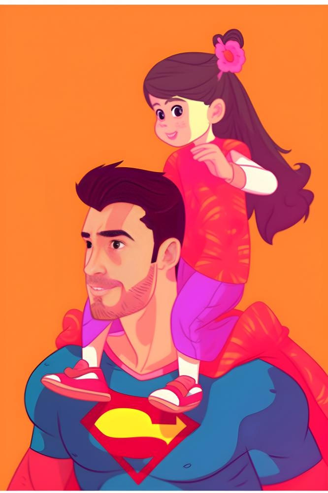 超人爸爸和孩子背景