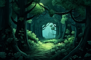 幽暗玄幻的森林插画背景