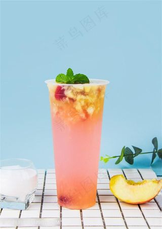 蜜桃水果茶果汁饮品饮料图片素材