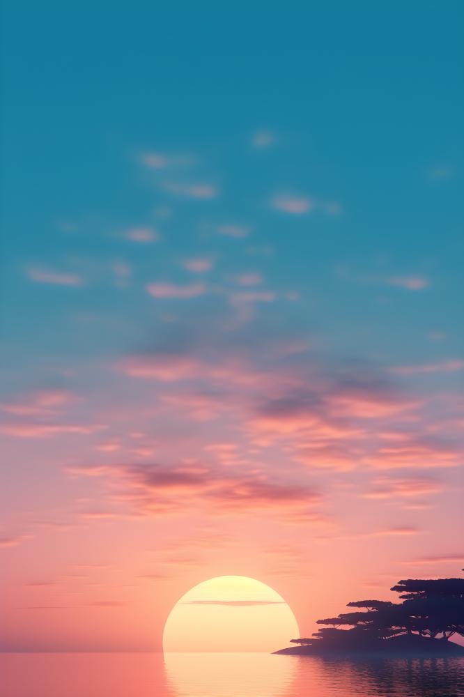 落日山脉青色简约背景(2400x3600)