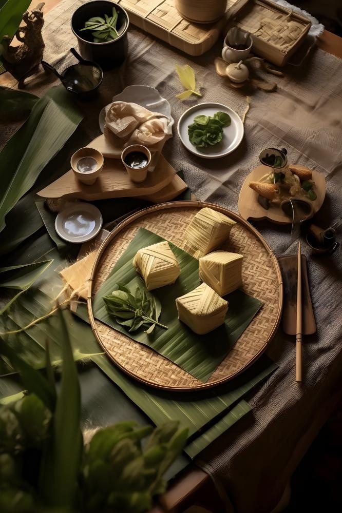 笼屉糕点饭团食物实物场景背景