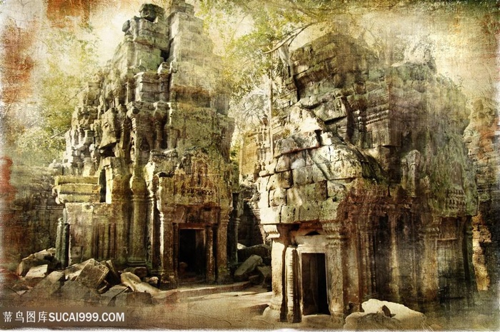 复古风景建筑欧洲油画艺术