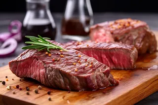 牛排铁板装盘美食摄影图