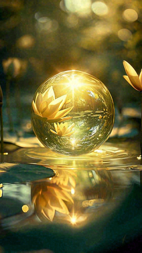 夏季白莲花在水中，水珠露珠阳光，夏至小暑大暑