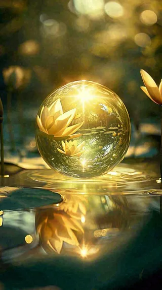 夏季白莲花在水中，水珠露珠阳光，夏至小暑大暑