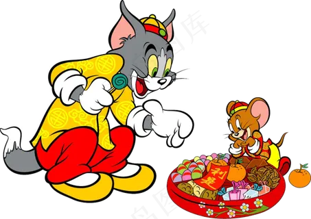 彩色动漫猫和老鼠图片