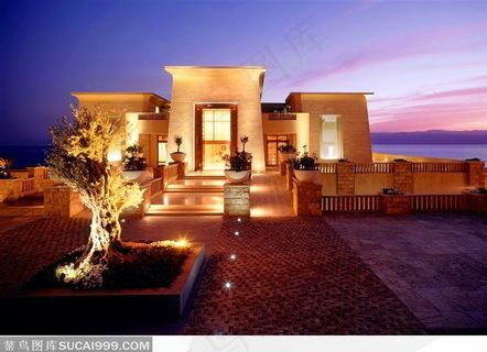 五星级豪华酒店外景夜景