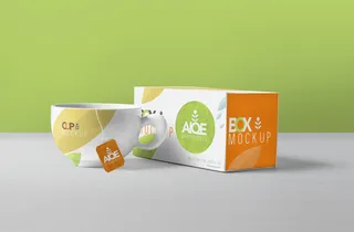 高端品牌茶叶包装盒纸袋智能贴图样机产品效果图展示PSD素材模板