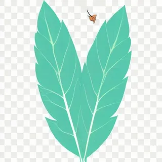 2片叶子手绘卡通png免抠