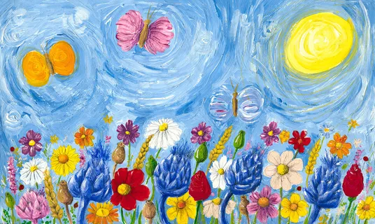 油画花卉植物风景画