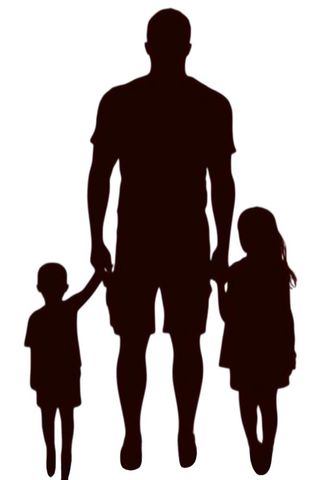 父亲牵着孩子背影剪影免抠