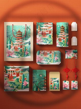 国潮风中式文创手提袋包装智能样机