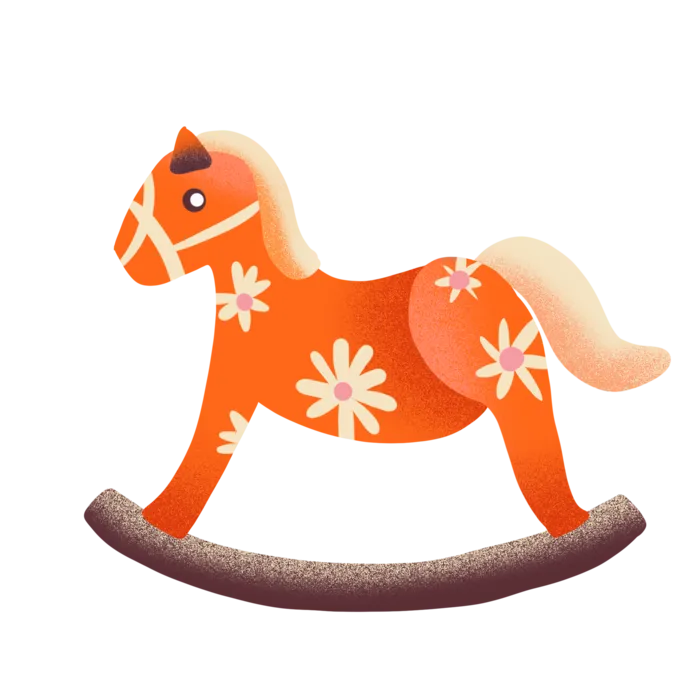 木马玩具剪贴画儿童节幼儿园插画