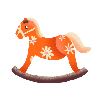 木马玩具剪贴画儿童节幼儿园插画