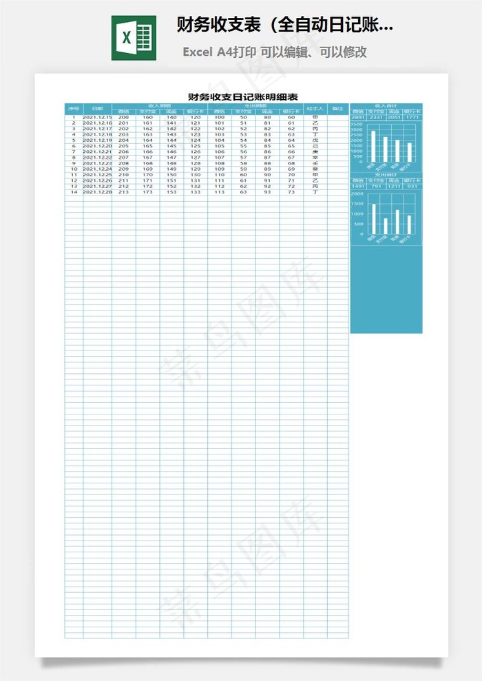财务收支表（全自动日记账）