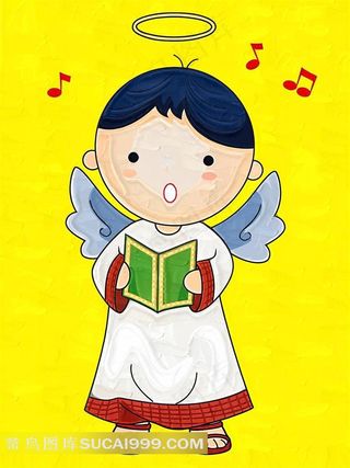 天使男孩油画天使儿童