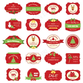 欧式圣诞促销打折标签