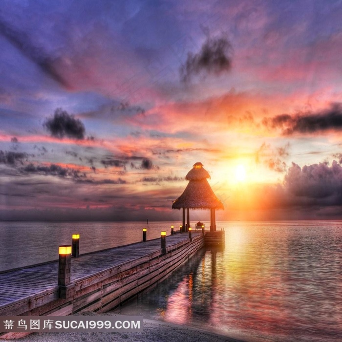 唯美海边黄昏意境图片