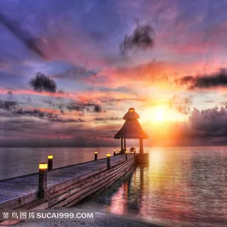唯美海边黄昏意境图片