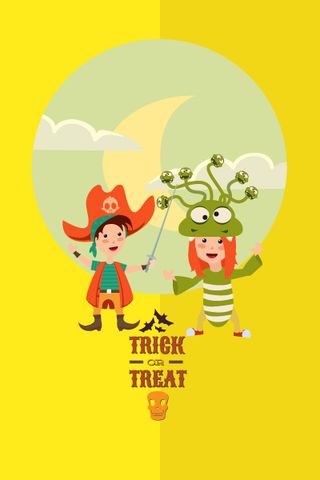 万圣节小鬼捣蛋儿童矢量插画扁平