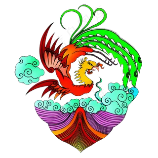 凤凰腾卡通手绘祥云
