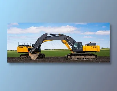 蓝天下的挖掘机高清素材图片