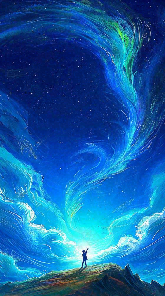 夜晚天空科幻绚丽星空(816x1456)