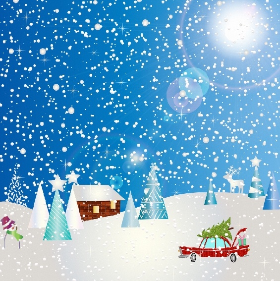 圣诞节雪花风景装饰背景墙