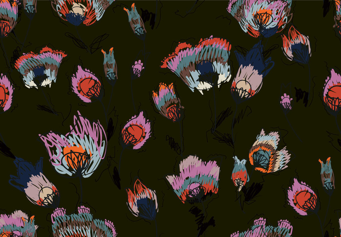 花卉唯美手绘花朵面料纹理手机壳布料面料印花服装矢量图案素材