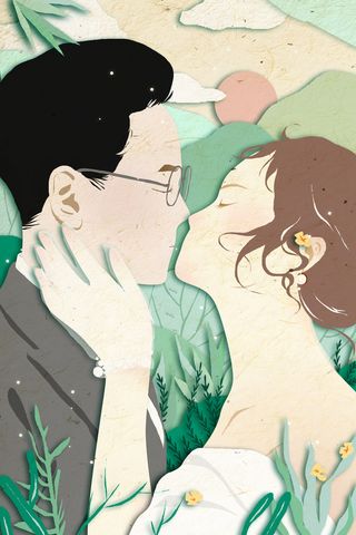 卡通温馨浪漫2月14七夕520情侣拥抱情人节主题插画海报PSD素材