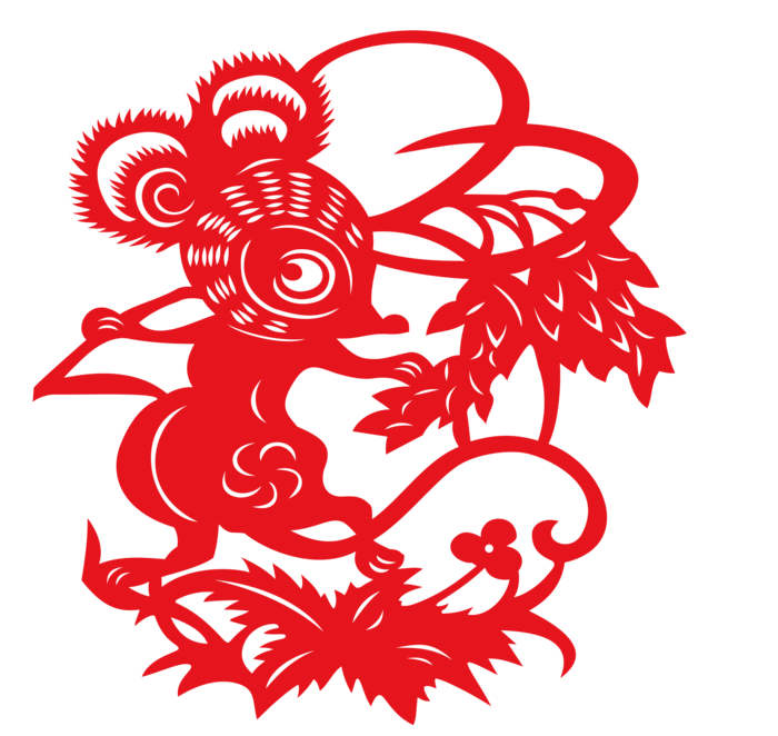 红色喜庆鼠年剪纸窗花新年快乐免扣PNG素材图片 (69)