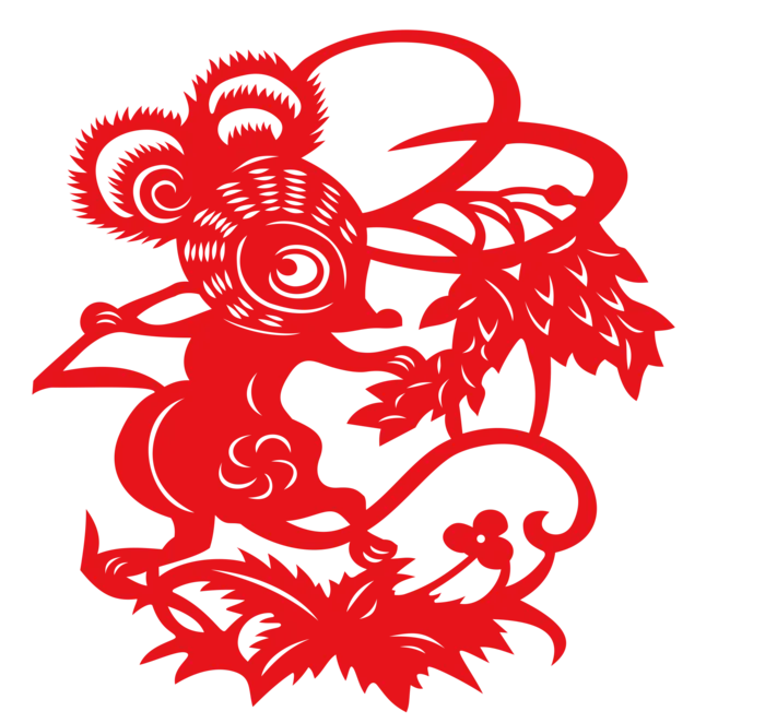 红色喜庆鼠年剪纸窗花新年快乐免扣PNG素材图片 (69)