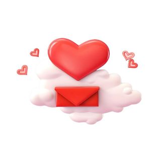 爱心白云信封情人节免抠