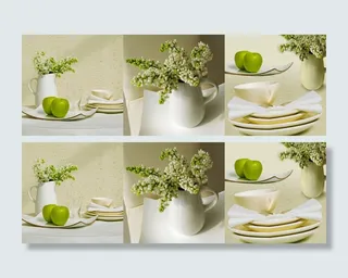 三联花瓶苹果装饰画