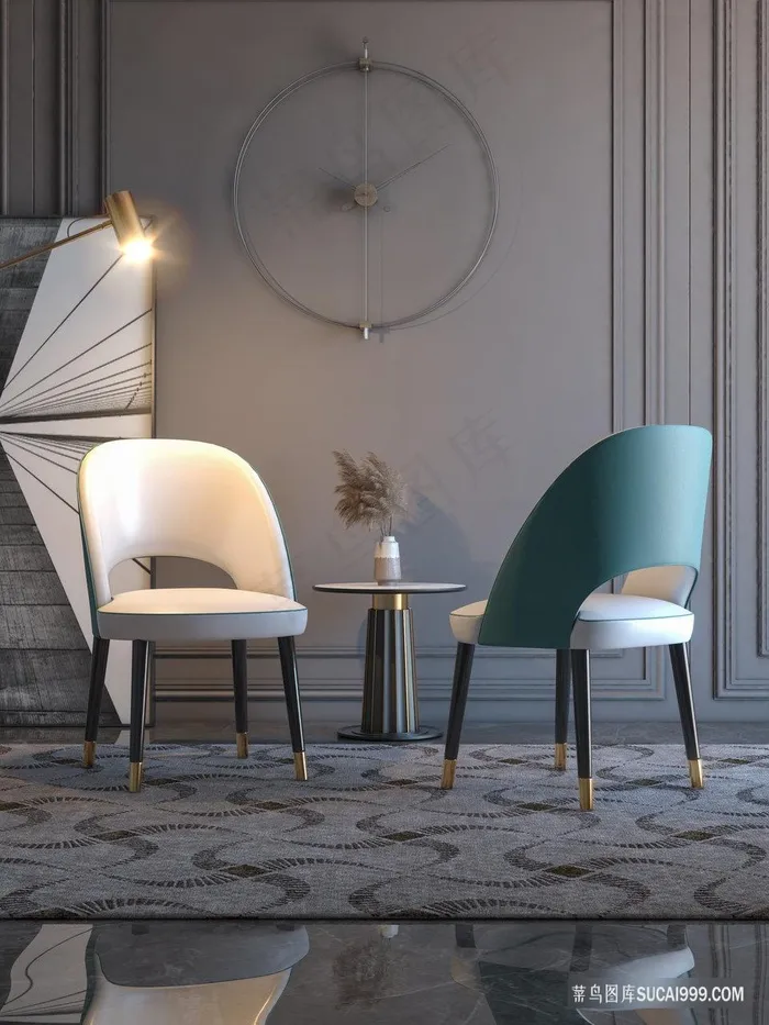 咖啡厅专用意式极简轻奢餐椅家具图片