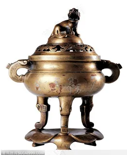 中华传统工艺品-鎏金的青铜香炉
