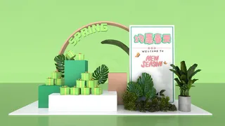 春天门头cdr设计素材春季美陈景观拱门打卡拍照框dp堆头3d模板