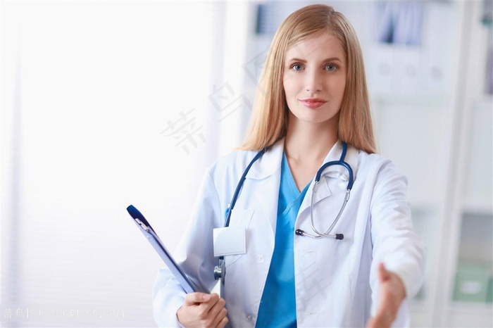 伸手的职业人物医生护士金发美女图片
