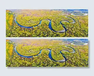 大好河山景色图片黄色