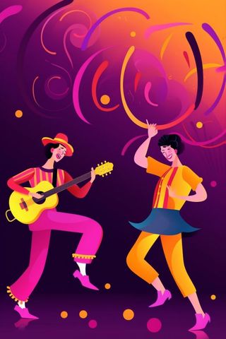 音乐扁平插画晚会背景