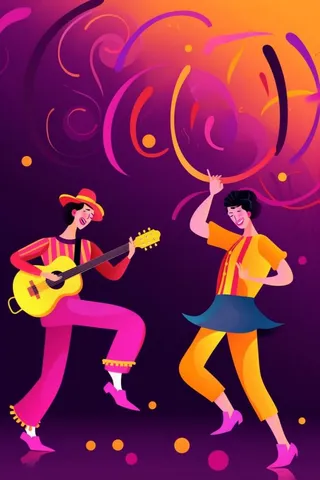 音乐扁平插画晚会背景