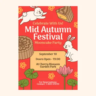 中秋节矢量卡通海报
