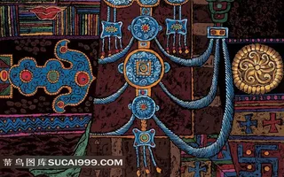 藏族妇女服饰版画素材