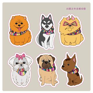 卡通动物不干胶标签贴纸